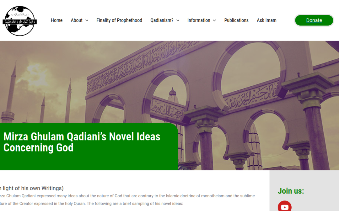 Mirza Ghulam Qadiani’s Novel Ideas Concerning God
