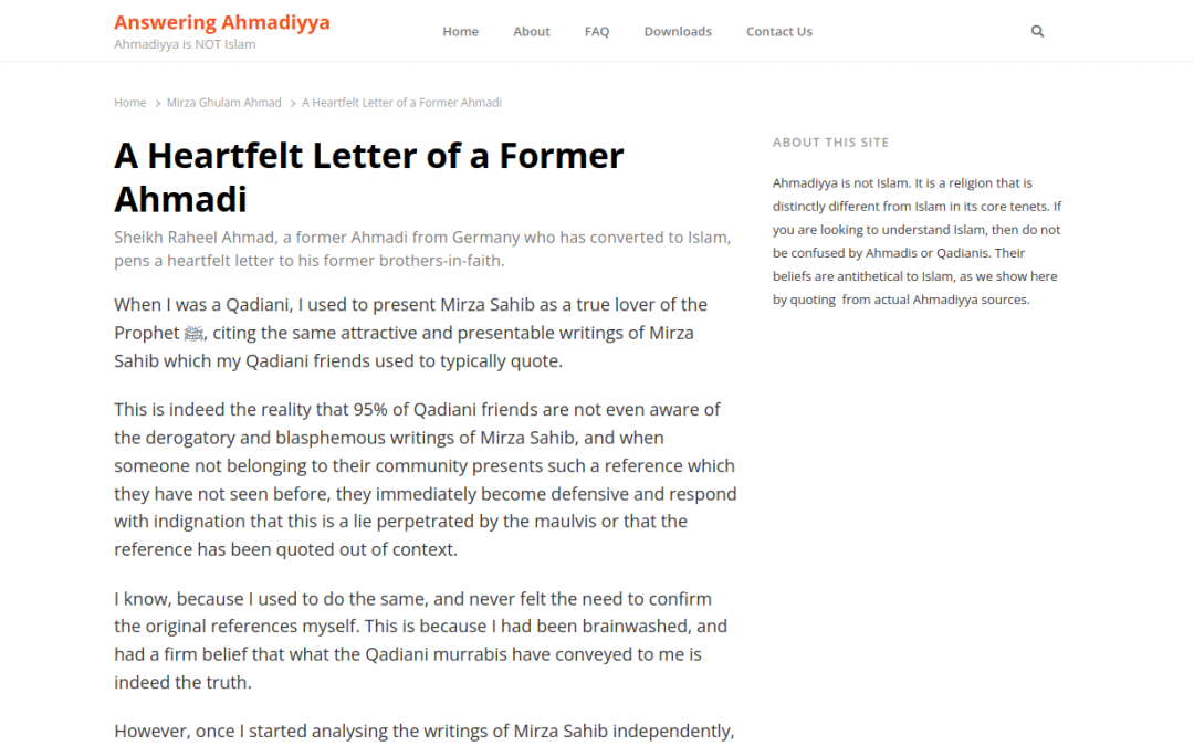 A Heartfelt Letter of a Former Ahmadi