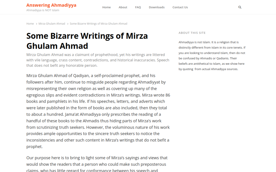 Some Bizarre Writings of Mirza Ghulam Ahmad