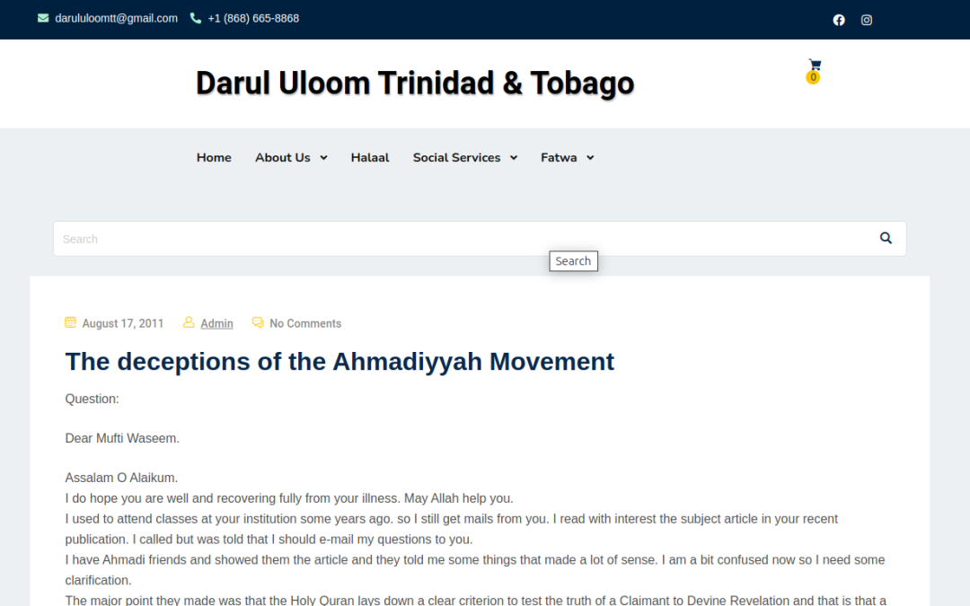 The deceptions of the Ahmadiyyah Movement