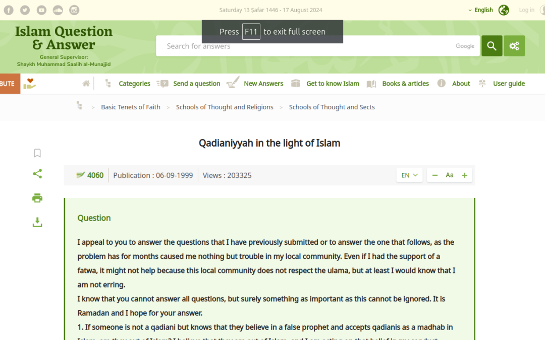 Qadianiyyah in the Light of Islam