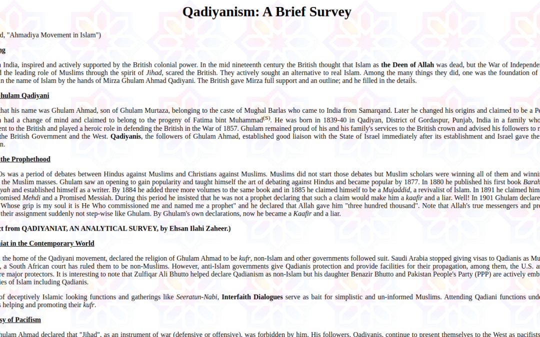Qadiyanism: A Brief Survey