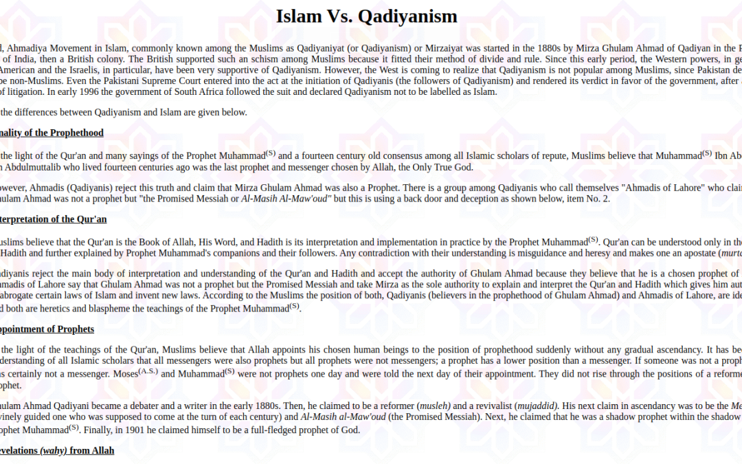 Islam Vs. Qadiyanism