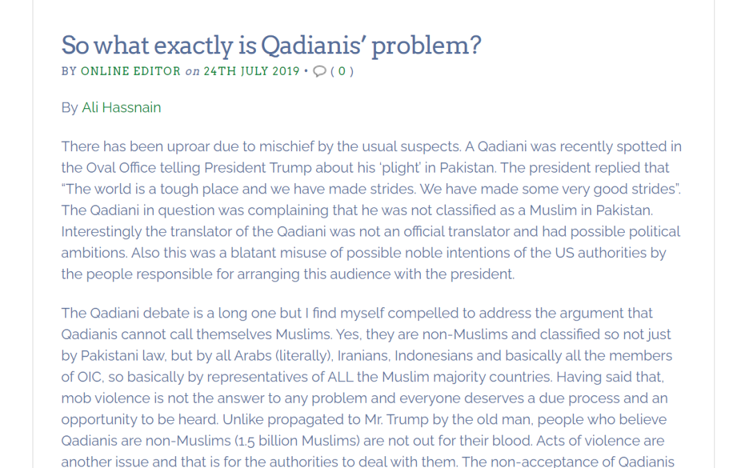 So what exactly is Qadianis’ problem?